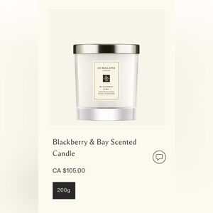 Jo Malone Classic Cream Candle. Balckberry & Bay. Brand new in box! 200 g size